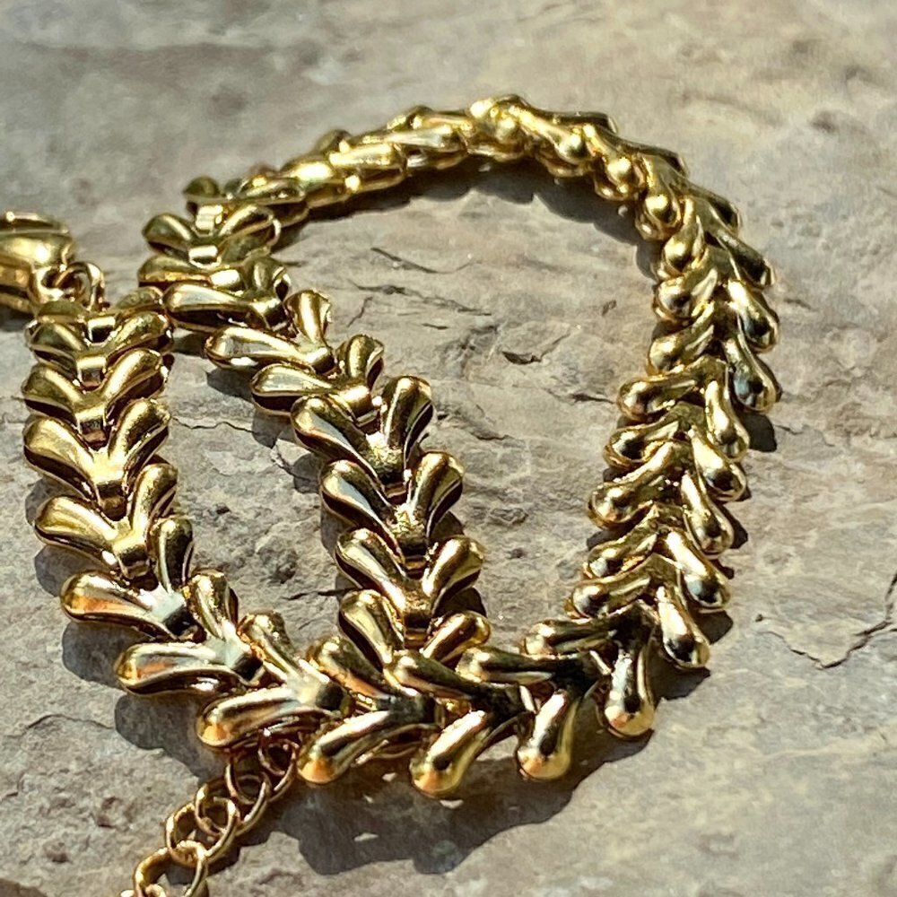 💙 Gold Plated Stainless Steel Wheat Chain Bracelet